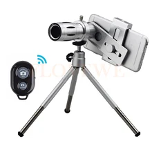 HD 12x Оптический зум телеобъектив телескоп с зажимом мобильного штатив Bluetooth пульт дистанционного управления Камера Lentes для iPhone 7 8