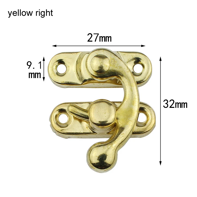 10 шт. крючок Подарочный металлический замок декоративные защелки с винтами пряжки аксессуары с винтами небольшие антикварные домашние улучшения - Цвет: yellow right