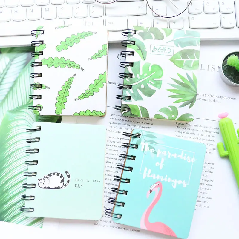 

Coloffice Small Portable Notepad Cute Mini Pocket Coil memo pad Korean small fresh cartoon notebook memo pad school supplies 1PC