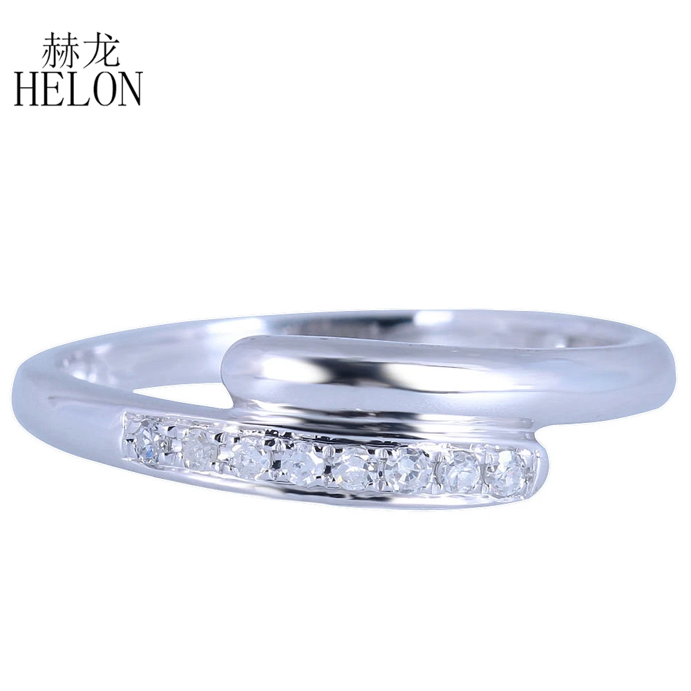 

HELON Solid 10K White Gold Pave Natural Diamonds Wedding Anniversary Band Ring Lady Exquisite Jewelry Ring Setting Wholesale