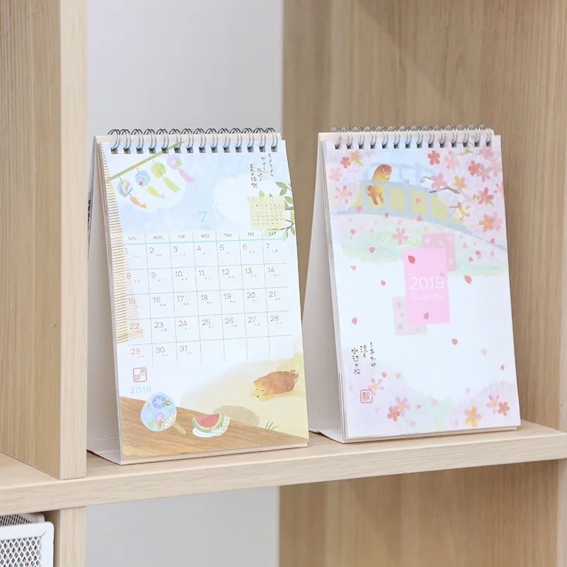 

2019 Creative Cherry Blossom Autumn Leaves Table Desktop Calendar Agenda Organizer Daily Schedule Planner 2018.06~2019.12