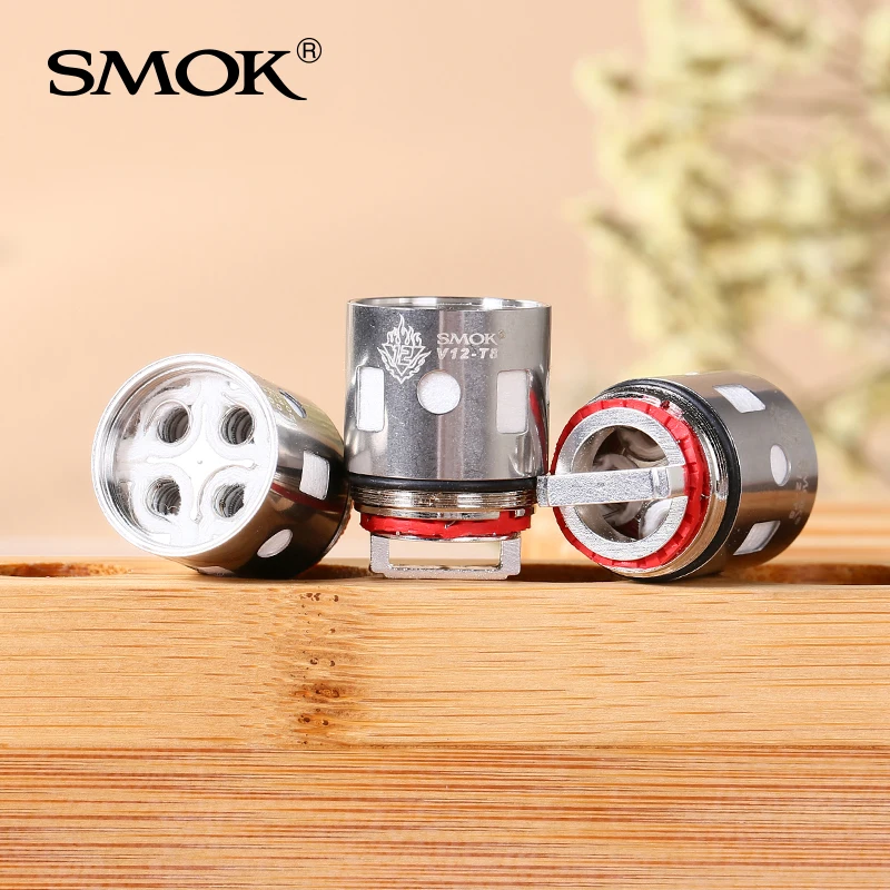 

3pcs Original SMOK V12 Atomizer Coil V12-Q4/X4/T6/T8/T12 Head 0.12ohm/0.15ohm 60-350W for V12 Tank Huge Power Dense Vapor