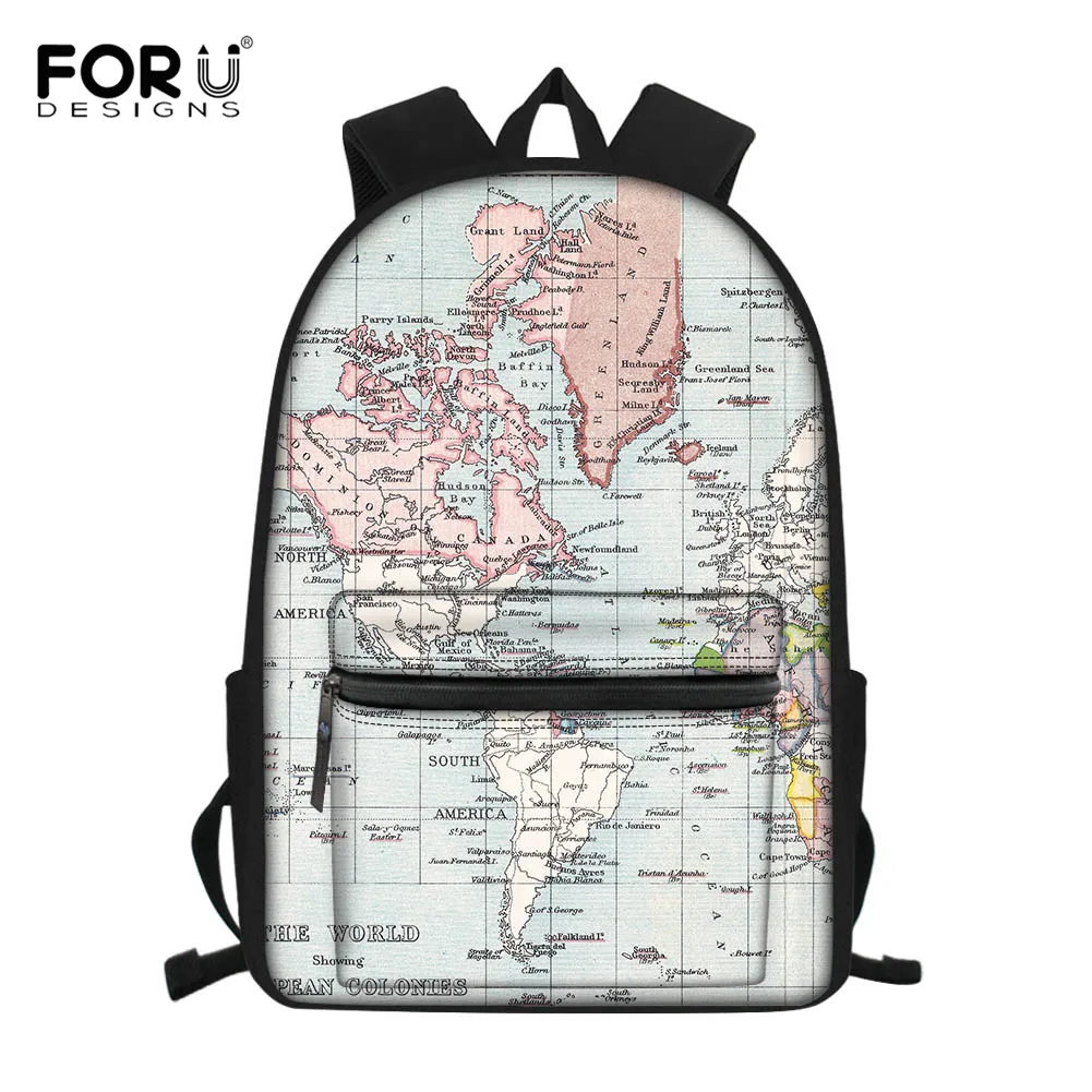 FORUDESIGNS карта мира принты рюкзак для мужчин начальной школы ортопедические рюкзаки подростков мальчиков ноутбук рюкзак Mochila