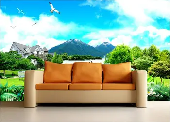 

Custom photo 3d room wallpaper Non-woven mural Birds of blue sky green space painting 3d wall murals wallpaper for walls 3 d