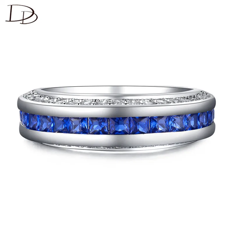 DODO Daily Wear Cool Women Ring Full Circle Royal Blue Square AAA Cubic Zircon Bague Femme