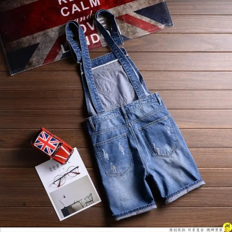 Estate denim tuta Bretelle Maschili Pantaloncini di Jeans di lunghezza del  ginocchio foro strappato jeans Tasche Frontali tute Maschio Bavaglini  pantaloncini 031501|knee length shorts|knee shortsshorts male - AliExpress