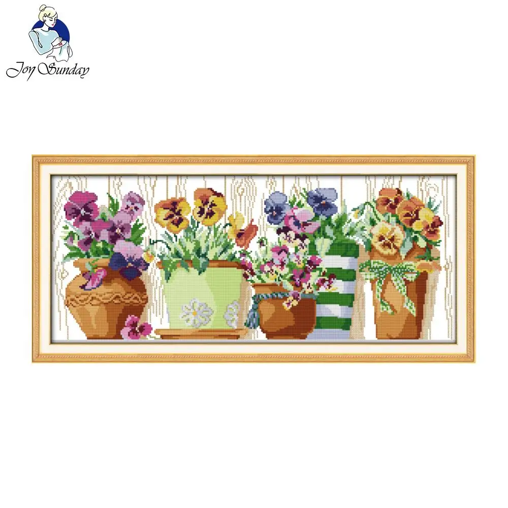 

Joy Sunday The Pottings on The Windowsill Pattern Cross Stitch Baby Needlework 14CT11CT Counted Cross Stitch Kits For Embroidery