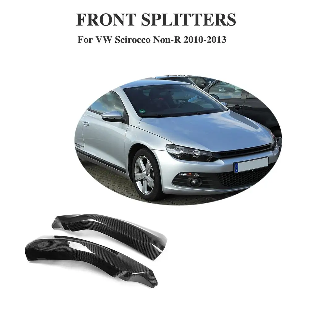

2PCS/Set Carbon fiber auto car front bumper Lip splitters aprons Spoiler for Volkswagen VW Scirocco Non R 2010-2013