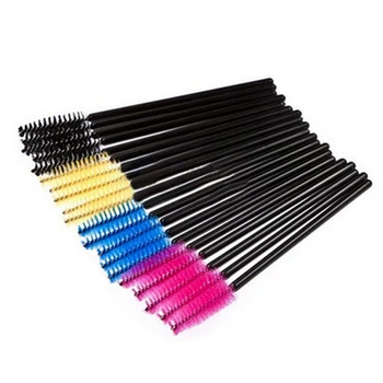 

200 Pcs Disposable Eyelash Mascara Brushes Colorful Eye Lash Wands Applicator Beauty Makeup Supplies Black/Yellow/Blue/Rose Red