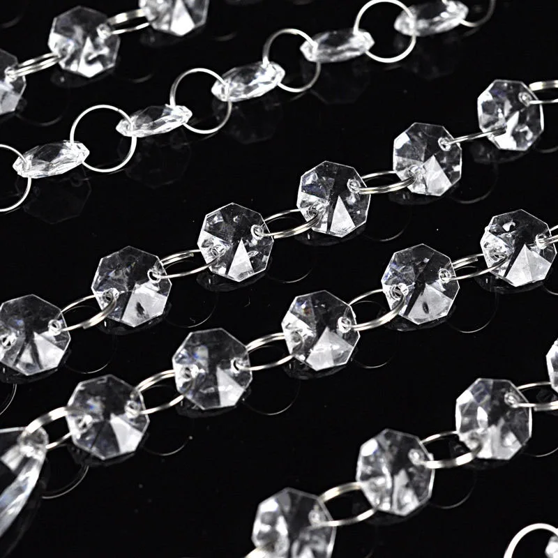 16.5FT 5M Clear Acrylic Octagon Beads Garland Chandelier Hanging Wedding Chain