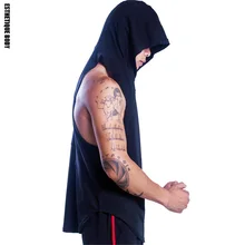 Новая быстросохнущая брендовая мужская Спортивная майка для бега мужская без рукавов для бодибилдинга Спортивная толстовка с капюшоном для спортзала Фитнес Майка