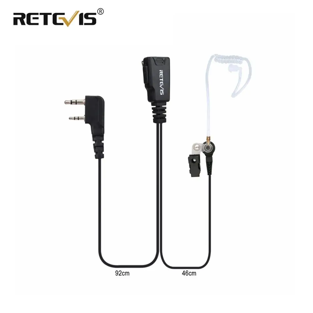 Retevis 2 Pin Acoustic Tube Earpiece with PTT MIC for Retevis H777 RT5R for Kenwood BAOFENG TYT Walkie Talkie UV-5R BF888S Radio a set 6 in 1 6in1 usb program programming cable for baofeng uv5r uv 5r 888s retevis rt5r h777 kenwood dual radio walkie talkie