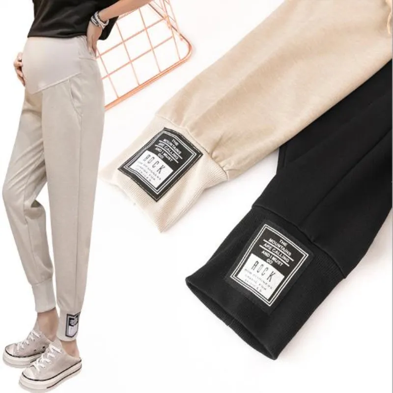 

Spring and summer thin maternity casual stomach lift pants loose nine pants breathable wild fashion pants for pregnant women