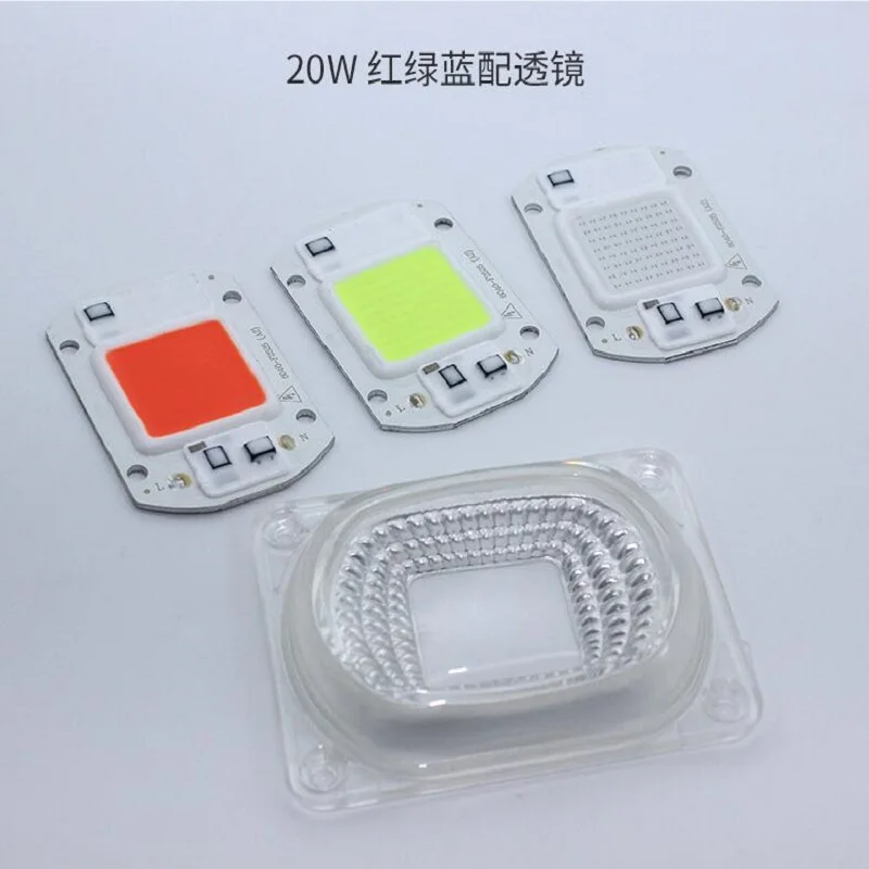 

COB LED Chip with lens reflector 20W 30W 50W AC 220V Red Green Blue color Commercial lighting with Flood lamp and Spotlight