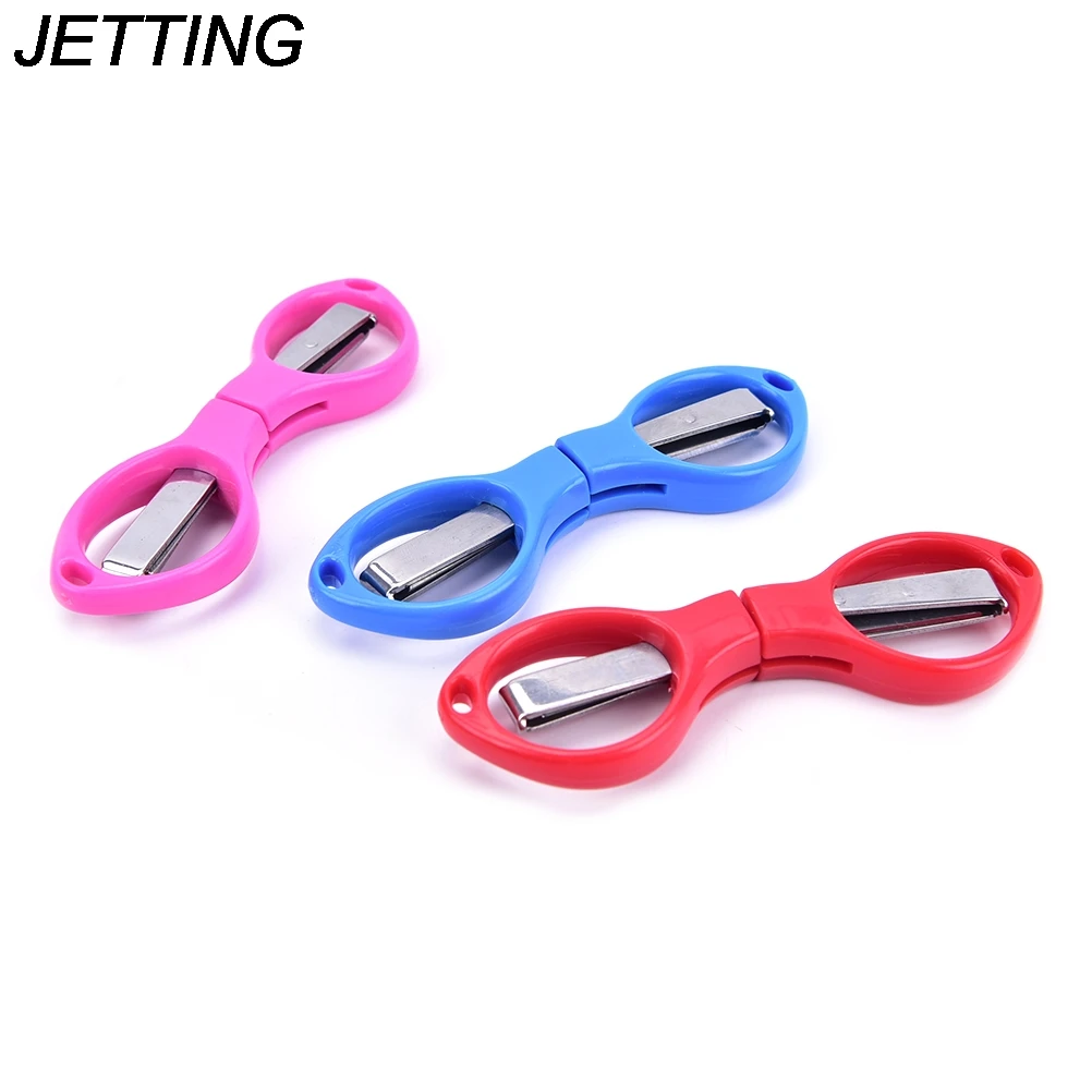 

JETTING 1PCS New Folding Stainless Steel Scissors Fishing Scissor Keychain Camping Mini Cutter Random Color