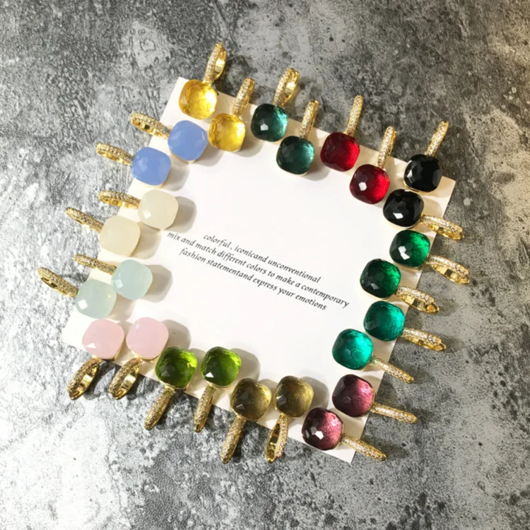 

New hot luxury brand square cz crystal candy earrings for women rose gold silver gold Zircon CZ Water Drop Earrings Pome jewelry