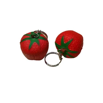 

Mini Fruit Strawbe Soft PU Foam Keychains Key Chain Key Ring Plastic Crafts Pendant Printed Advertising Promotional Products
