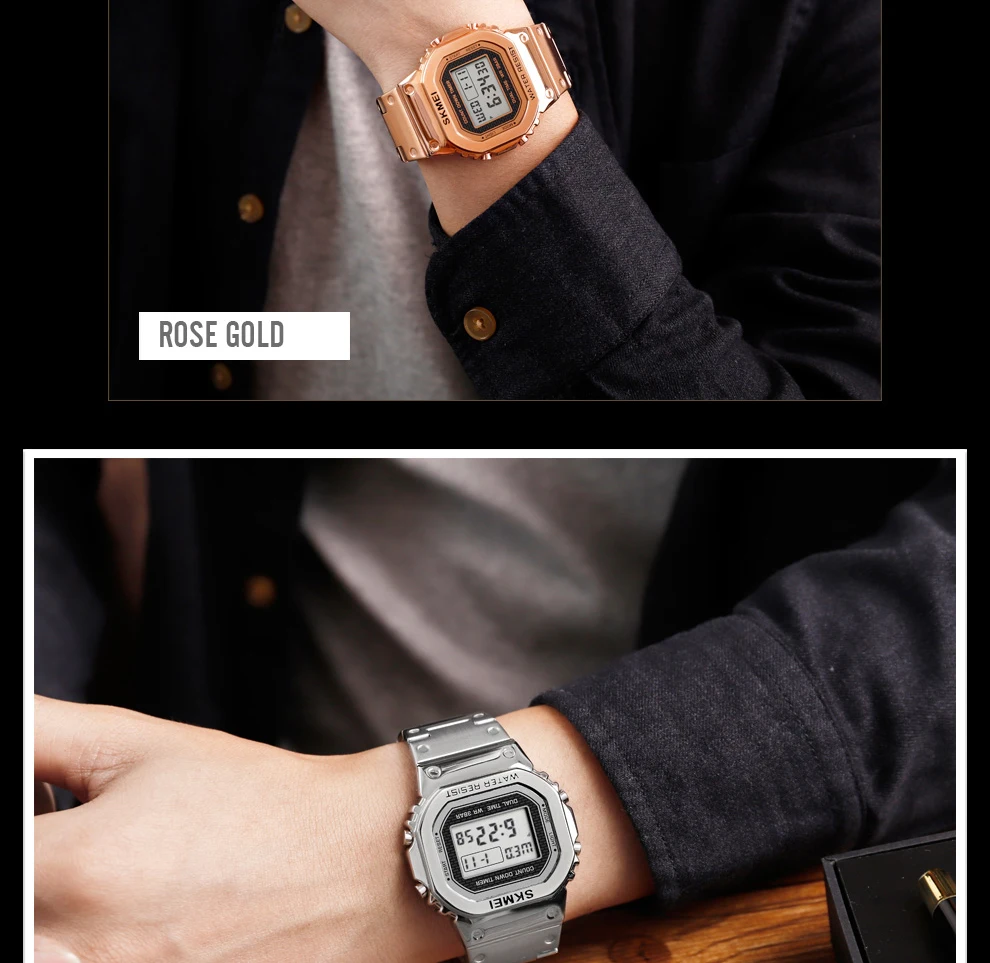 SKMEI 1456 Sport Watch Men Digital Watches 3Bar Waterpoof Alarm Clock