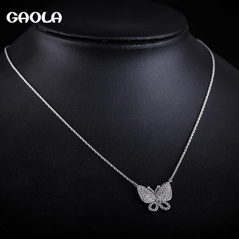 

GAOLA New Animal Necklaces Butterfly Pendants 3 Colors Cubic Zirconia Jewelry For Women Accessories GLD1323