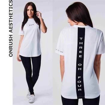 

OA Women's T shirts Spring Summer New Fitness Casual Fashion Loose Pure Color Letter Printing Pullover Short Sleeves T shirts