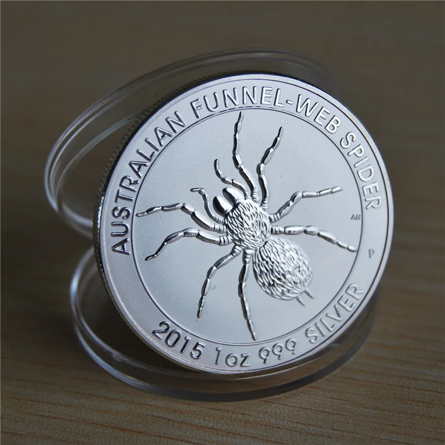 

2015 Australia Spider coin Perth Mint Australian Funnel Web Spider 1oz Silver Coin, High quality copy Silver Plated Coins 5pcs