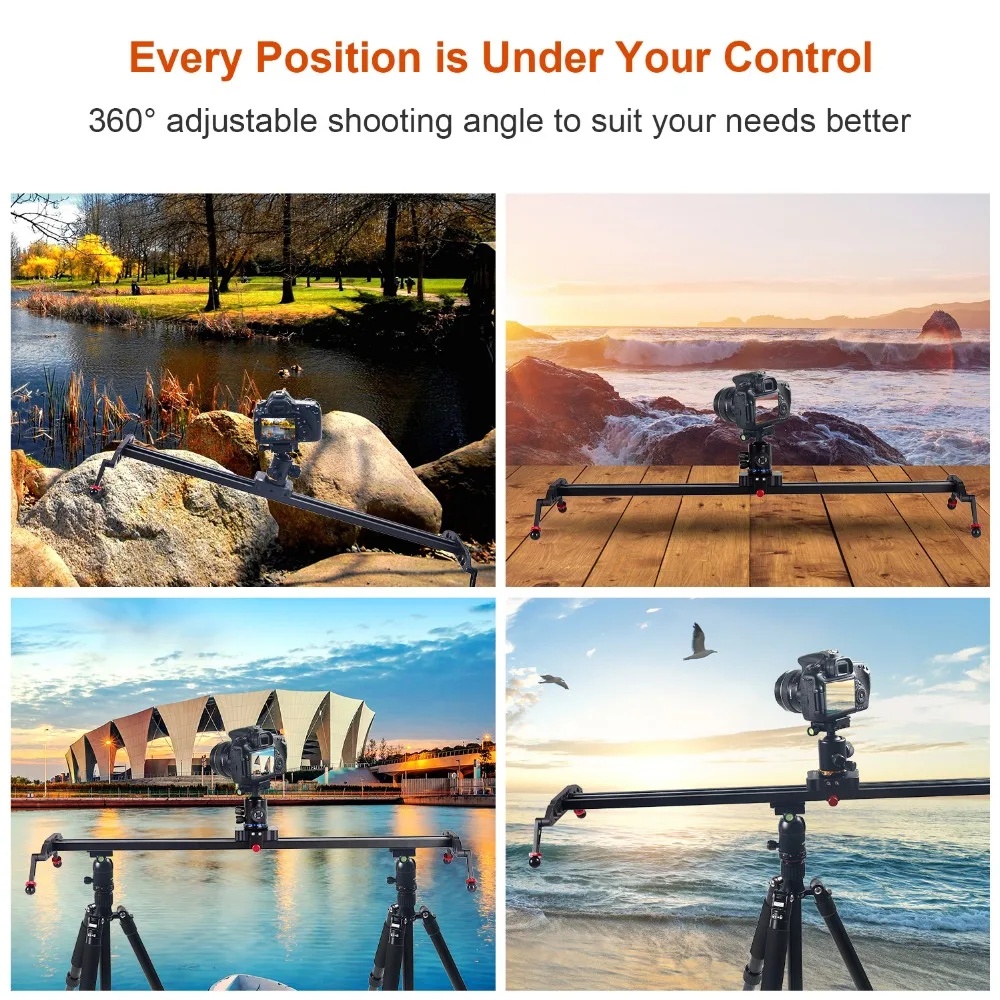 ASHANKS DSLR Camera Slider Aluminum Damping Track Rail Sliders System Video Stabilizer for Vlog Camcorder Youtube Photo Studio