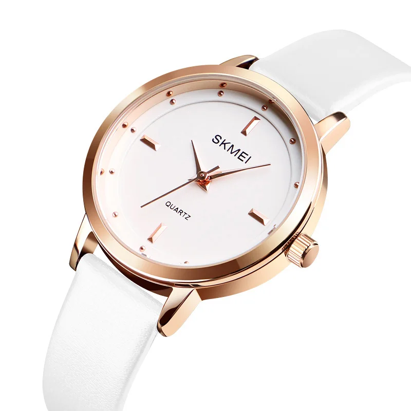 

SKMEI 2018 New Leather Strap Ladies Watch Simple Dial Ladies Quartz Clock Colorful Freestyle Relogio Feminino 1457