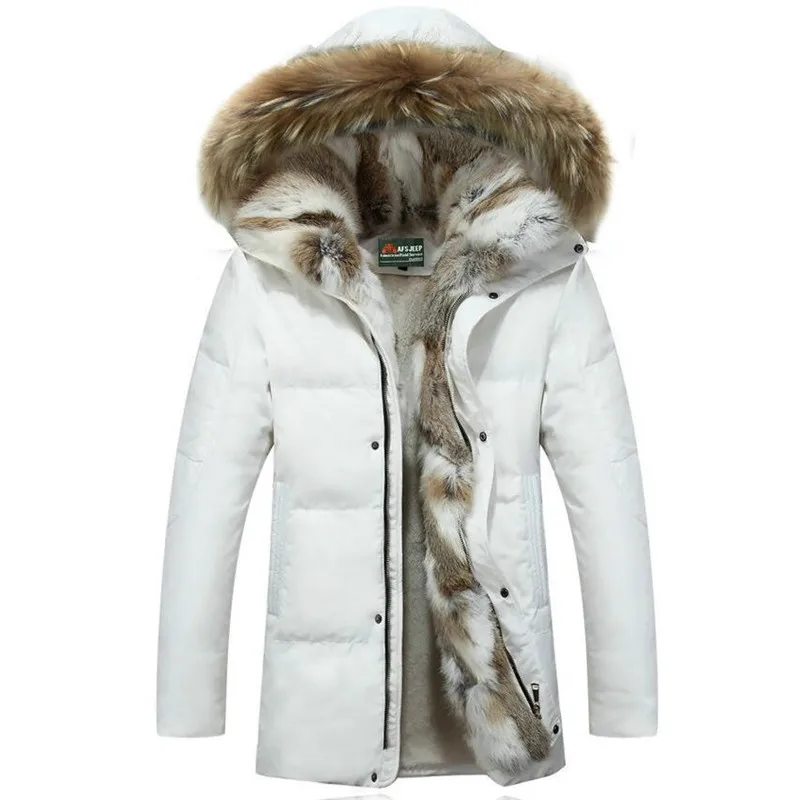 S 5XL Luxury Mans Winter Thick Jackets Coats Real Raccoon