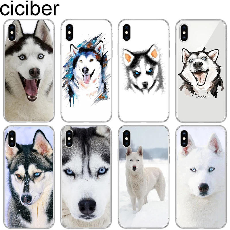 

cicibers Phone Case for iphone 11 Pro Max 7 8 6 S Plus 5 5S SE Soft Silicone TPU Cover for iphone X XR XS MAX Siberian husky