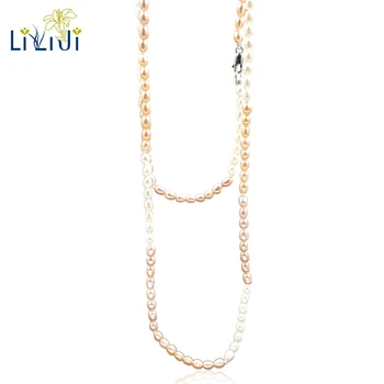 

LiiJi Unique High Luster Mutli Color Tiny Real Freshwater Pearl 925 Sterling Silver Elegant Long Necklace 115cm for Women