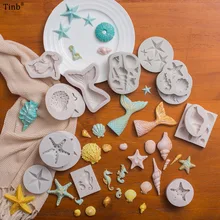 3D בת ים זנב עוגת סיליקון עובש ים פגז כוכב ים יצק תבניות עוגת קישוט כלים סוכר קרפט שוקולד עובש אפיית כלי(China)