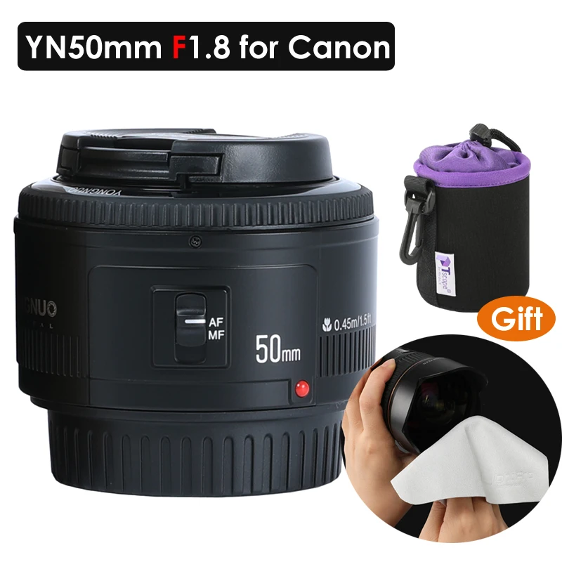 Объектив YONGNUO YN50mm f1.8 с автофокусом YN EF 50 мм f/1 8 AF для Canon EOS 60D 70D 5D2 5D3 600D 1200D 6D 650D |