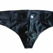Мужские сексуальные шорты из искусственной кожи T/Hip промежность стильный черный