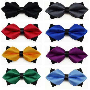 

Men Dual Bright Color Diamond Tip Pre-tied Wedding Party Satin Bowtie QNTIE0006