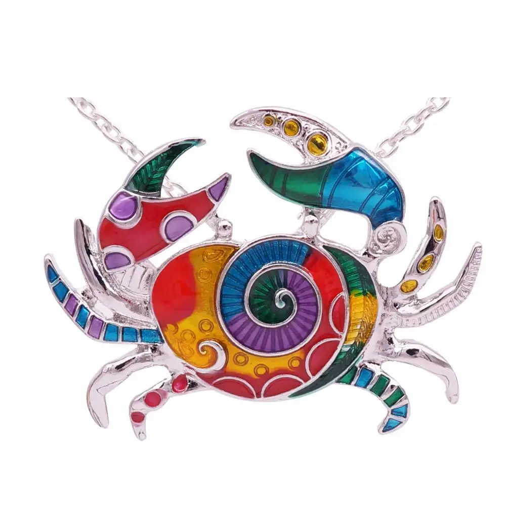 crab Мода Boho чокер колье с животными богемные макси Colar эмаль черепаха свинья ожерелья с лошадьми& Подвески для женщин ювелирные изделия - Окраска металла: crab