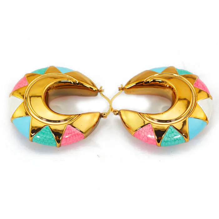 

Colorful Enamel Hoop Earrings for Brides Wedding Fashion Copper Earrings 2017 Birthday Party Events Gift Free Shipping EA016