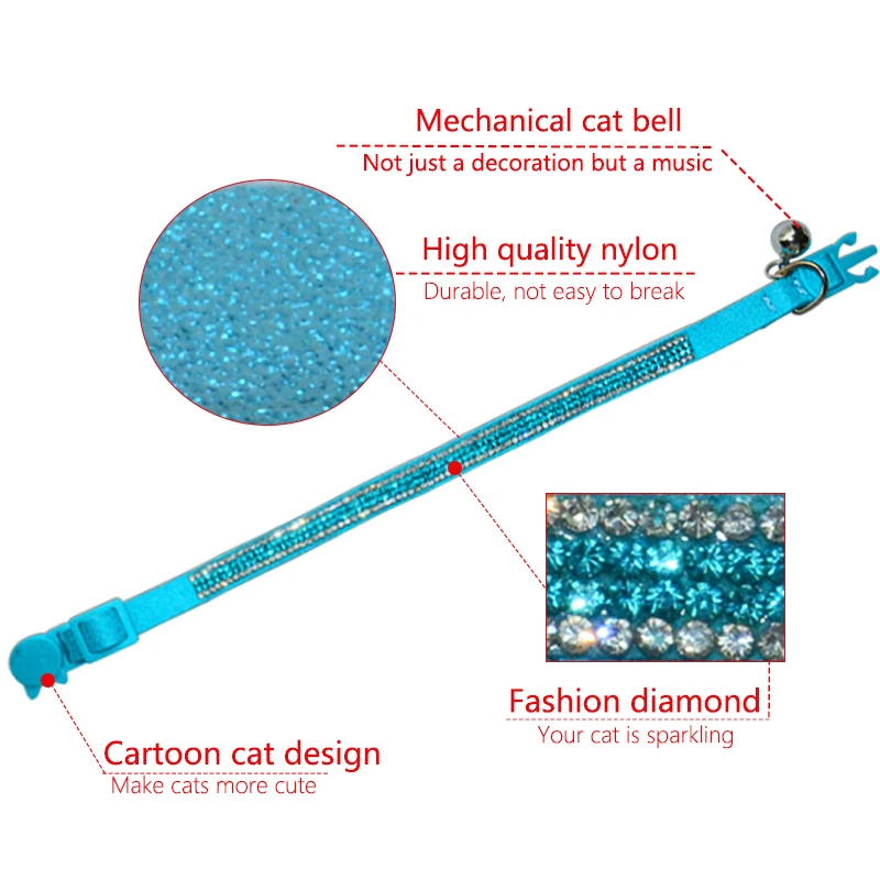 Ожерелье для маленьких кошек Bling Стразы мягкая Регулируемая пряжка котят