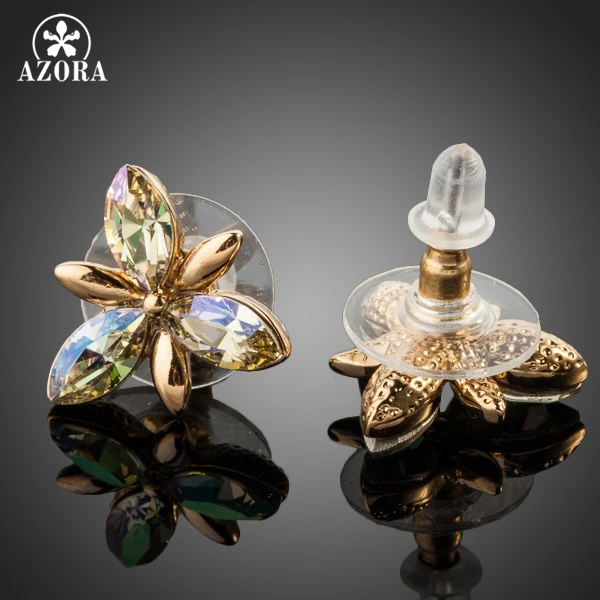 AZORA золотые Stellux Австрийские Серьги гвоздики с цветком TE0054|crystal flower stud earrings|flower