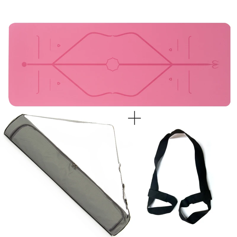 Free Shipping Pink hot sell PU natural rubber yoga mat 5mm thickness