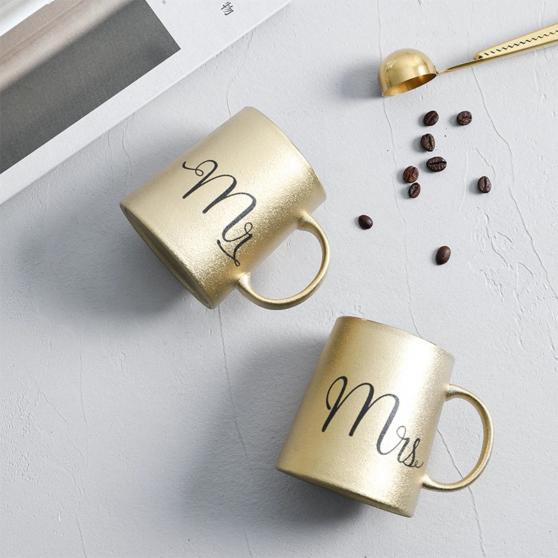 Креативная чашка Ins Golden Ceramics 320 мл Mr Mrs для завтрака молочный кофе пивные кружки 1
