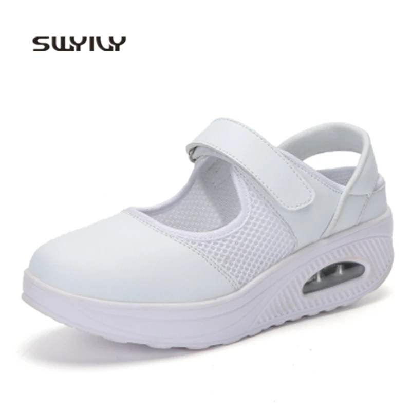 SWYIVY Women Toning Shoes Hook&Loop Cushion Woman Sneakers 2018 New Height Increasing Sport Shoes Breathable Female Swing Shoes