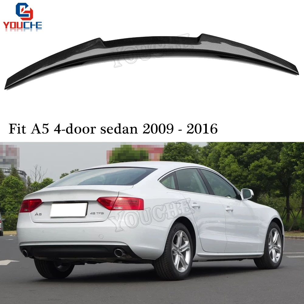 M4 Style Carbon Fiber Rear Spoiler Trunk Wing for Audi A5 4 door