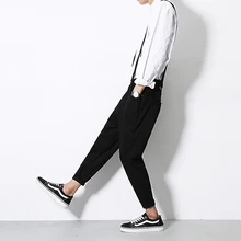 28-32! мужская одежда летние повседневные брюки мужские Спагетти ремень нагрудник обтягивающие мужские брюки длиной до щиколотки брюки певица костюмы