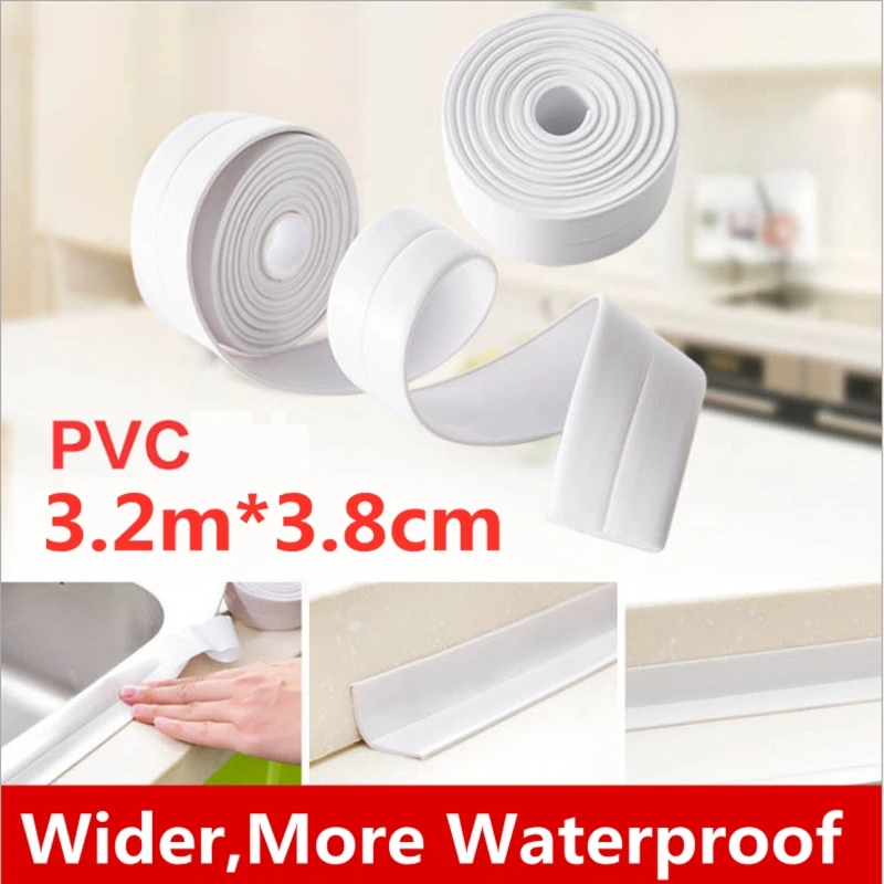 

6 color 3.8cm Self Adhesive Kitchen Ceramic Sticker Waterproof Anti-moisture PVC Sticker Bathroom Wall Corner Line Sink Stickers