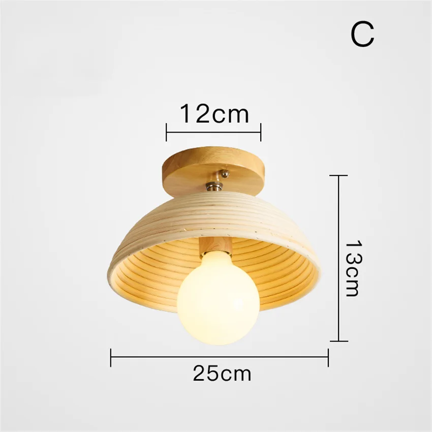 Современный светодиодный потолочный светильник из ротанга, потолочное освещение для гостиной, кухни, столовой и бара, украшение для спальни, потолочные лампы, лампа для коридора - Цвет корпуса: C