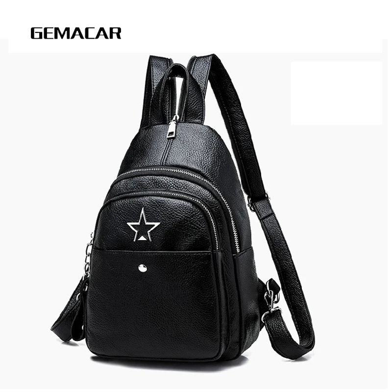

Solid Color Popular Wild Female Bag Casual Fashion Youth Backpack Work Dating Girl Simple Lightweight Waterproof PU Leather Bag