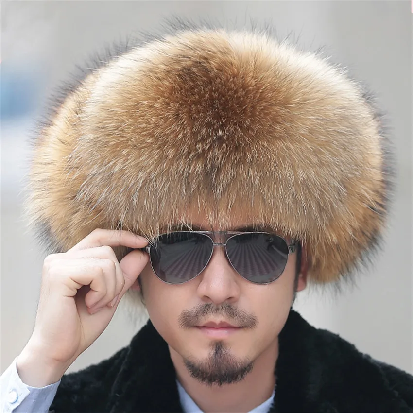 Лидер продаж, Высококачественная Роскошная меховая шапка, мужская шапка из лисьего меха Lei Feng, шапка с ушками, меховая шапка, необходимая для мужчин, шапка из енота