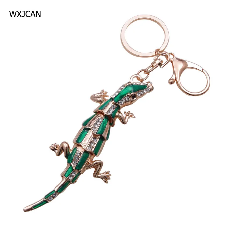 

WXJCAN key ring sleutelhanger Large gecko chameleon Rhinestone enamel bag hanging ornament