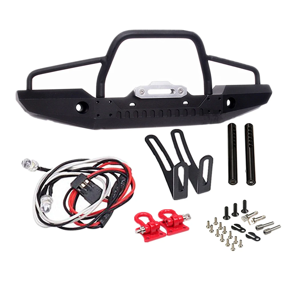 

Metal Front Rear Bumper with 2 LED Light for 1/10 RC Crawler Car Axial SCX10 & SCX10 II 90046 90047 Traxxas TRX-4 TRX4