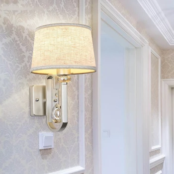 

Modern LED Wall Lamps Crystal Wall Lighting Fixtures Fabric Shade Wall Lamp Living Room Bedroom Bathroom Lights Home Decoration